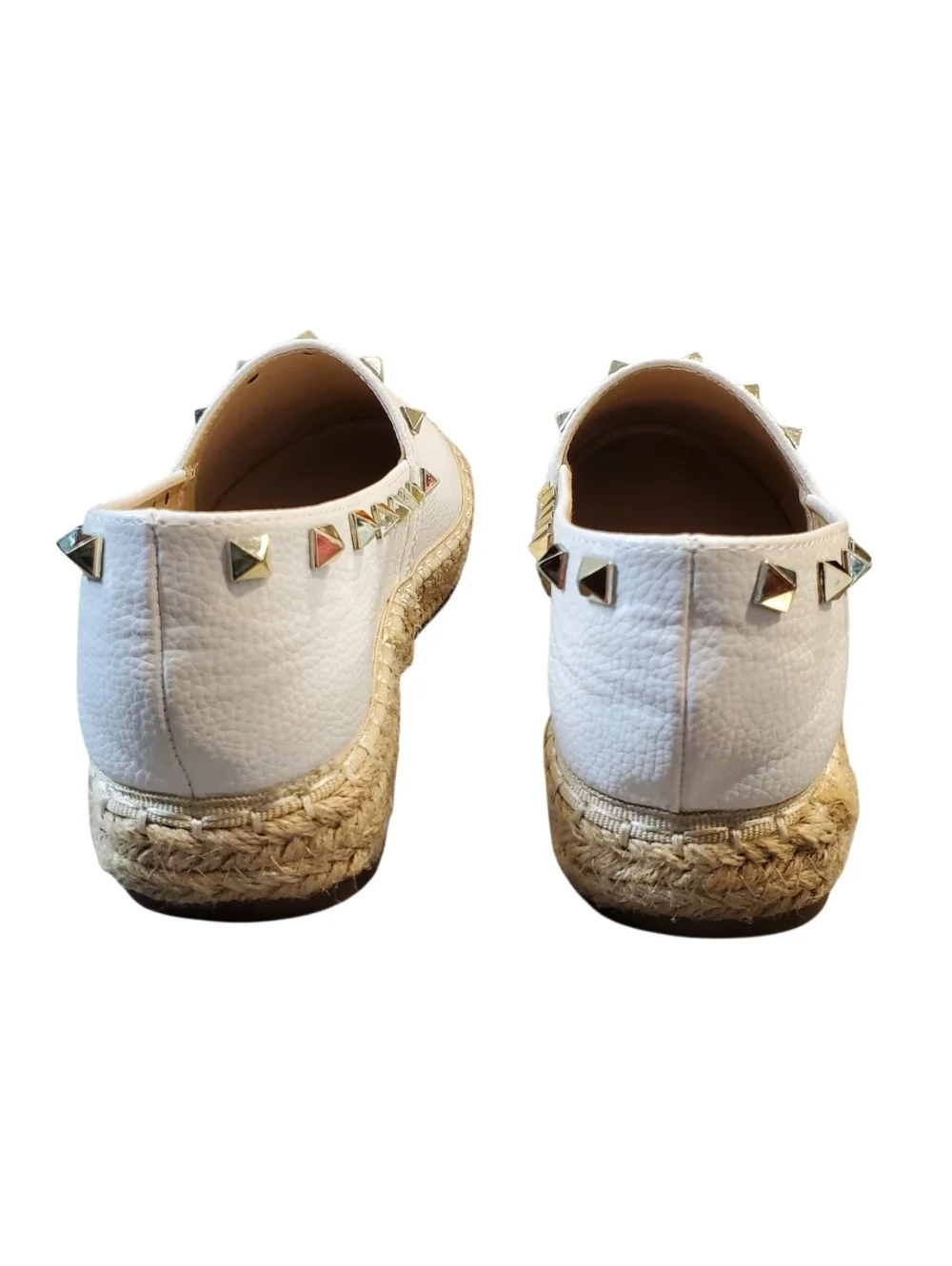 Steven by Steve Madden White Studded Leather Slip-Ons Espadrille Flats Size 9